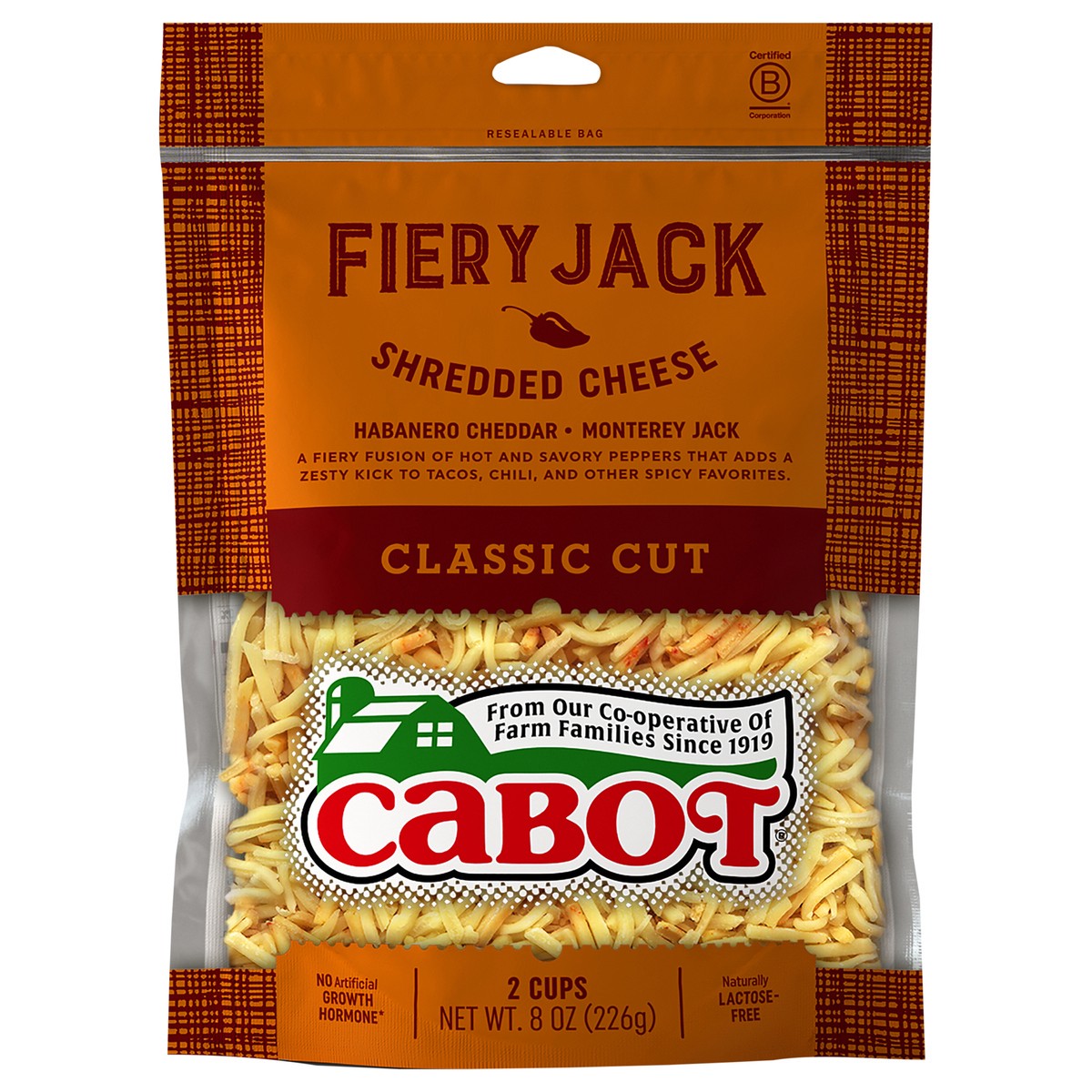 slide 1 of 3, Cabot Classic Cut Fiery Jack Shredded Cheese 8 oz, 8 oz
