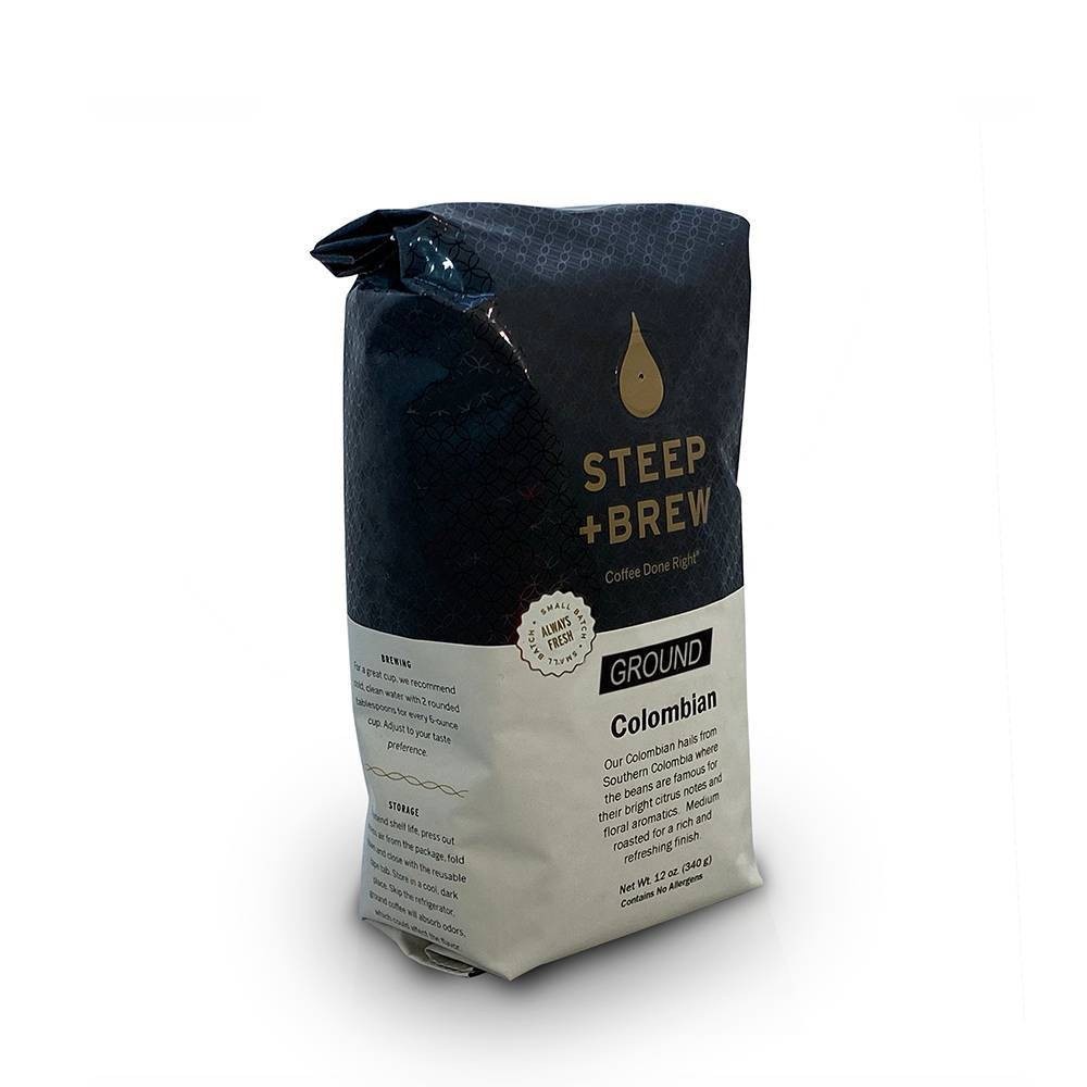slide 2 of 3, Steep & Brew Steep+Brew Colombian Medium Roast Ground Coffee, 