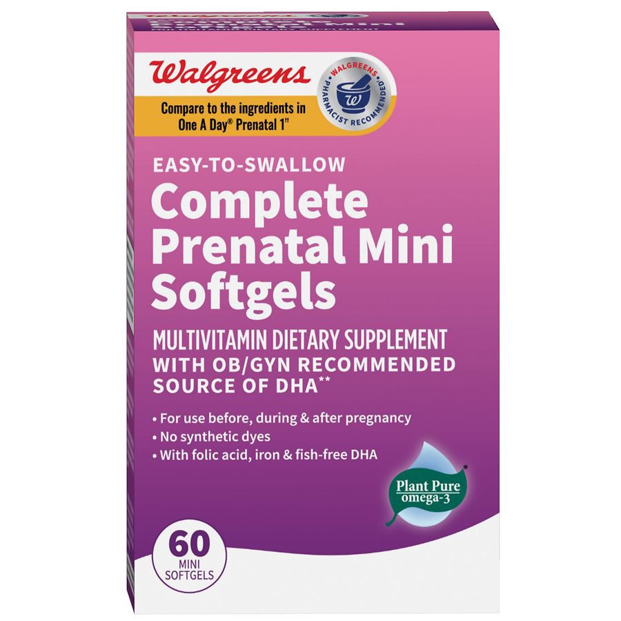 slide 1 of 1, Walgreens Easy-to-Swallow Complete Prenatal Mini, 60 ct