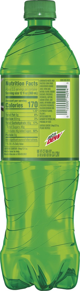 slide 6 of 8, Mountain Dew Soda - 1.25 liter, 1.25 liter