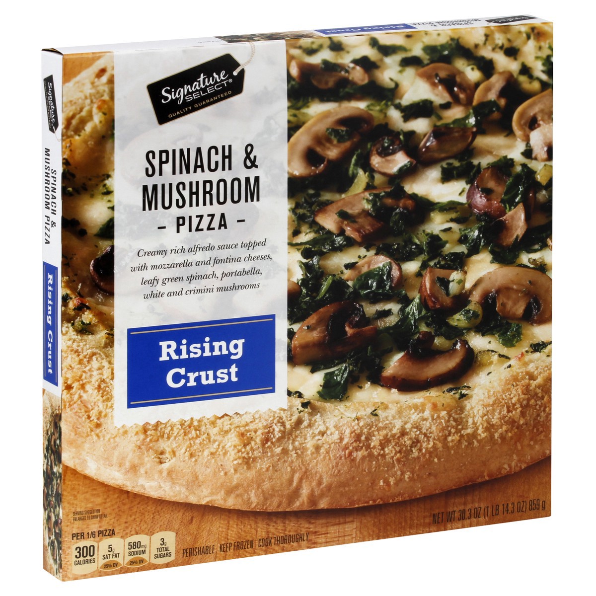 slide 9 of 9, Signature Select Rising Crust Spinach Mushroom Pizza 30.3 oz, 30.3 oz