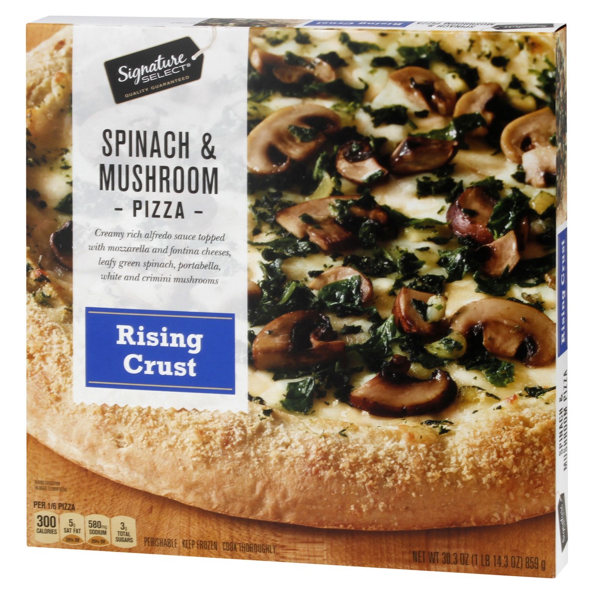 slide 4 of 9, Signature Select Rising Crust Spinach Mushroom Pizza 30.3 oz, 30.3 oz