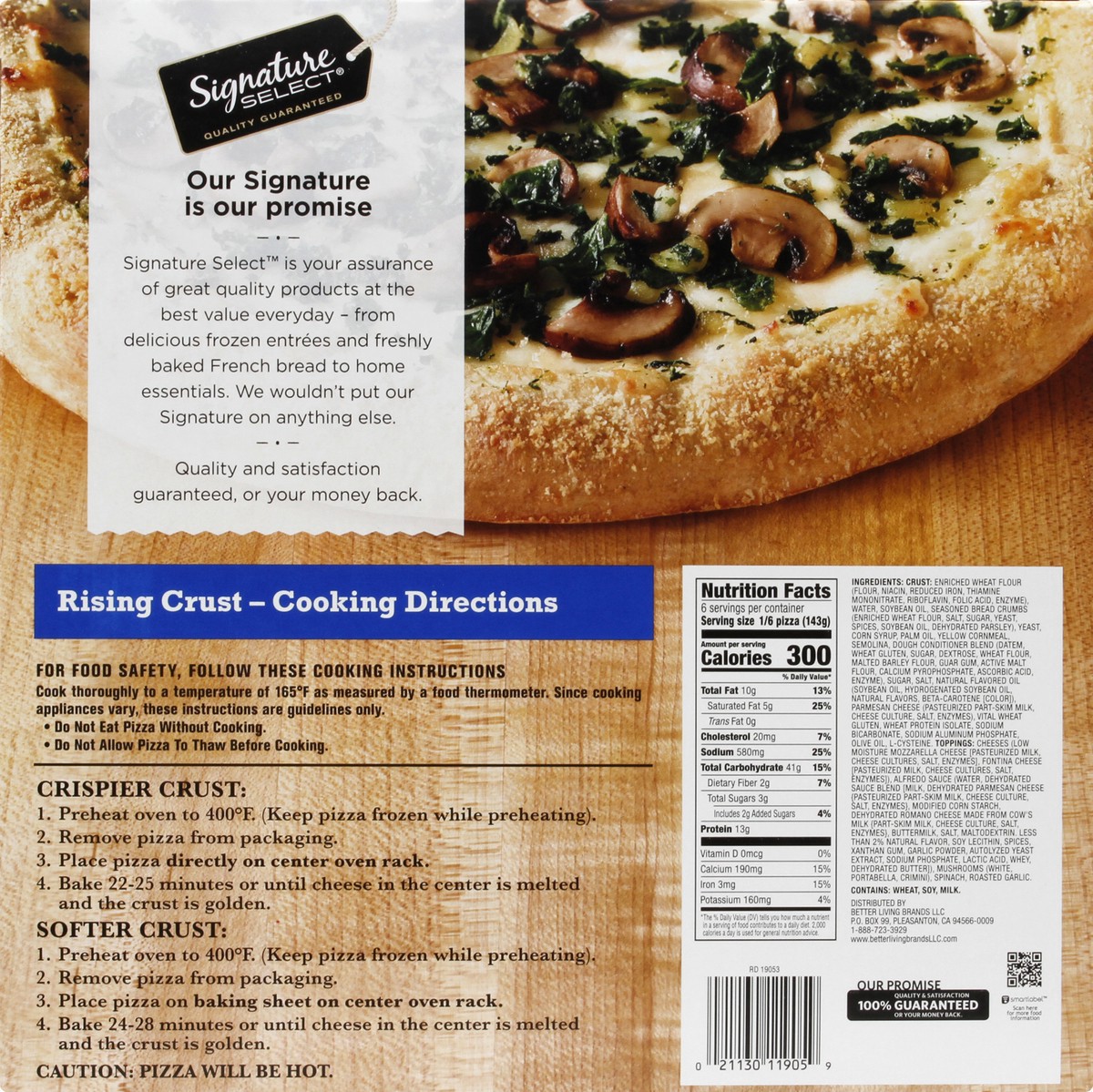 slide 3 of 9, Signature Select Rising Crust Spinach Mushroom Pizza 30.3 oz, 30.3 oz