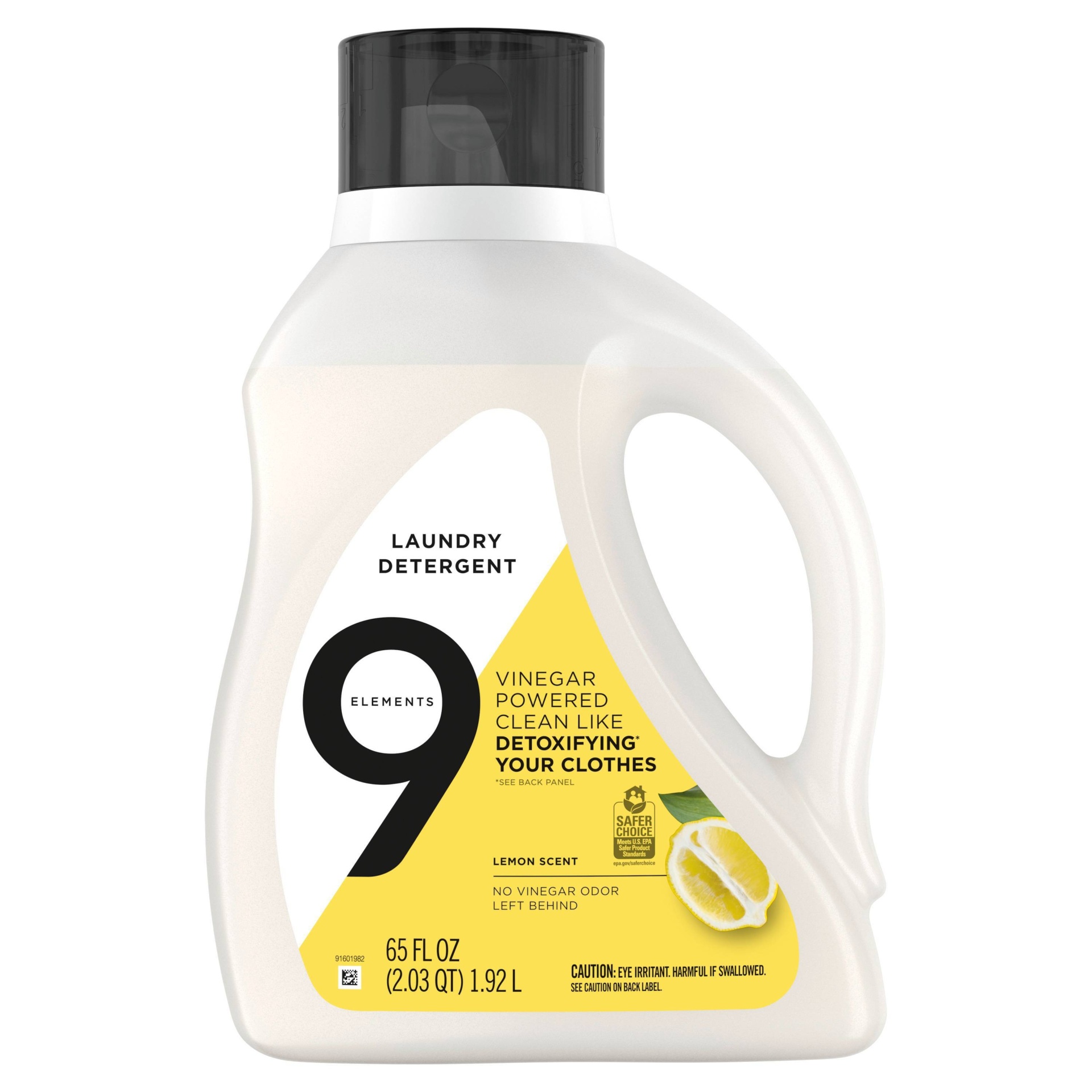 slide 1 of 1, 9 Elements Liquid Laundry Detergent, Lemon Scent, 65 oz