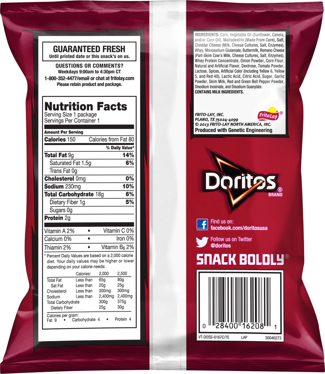 slide 5 of 5, Doritos Tortilla Chips Nacho Cheese 1 1/8 Oz, 1.12 oz