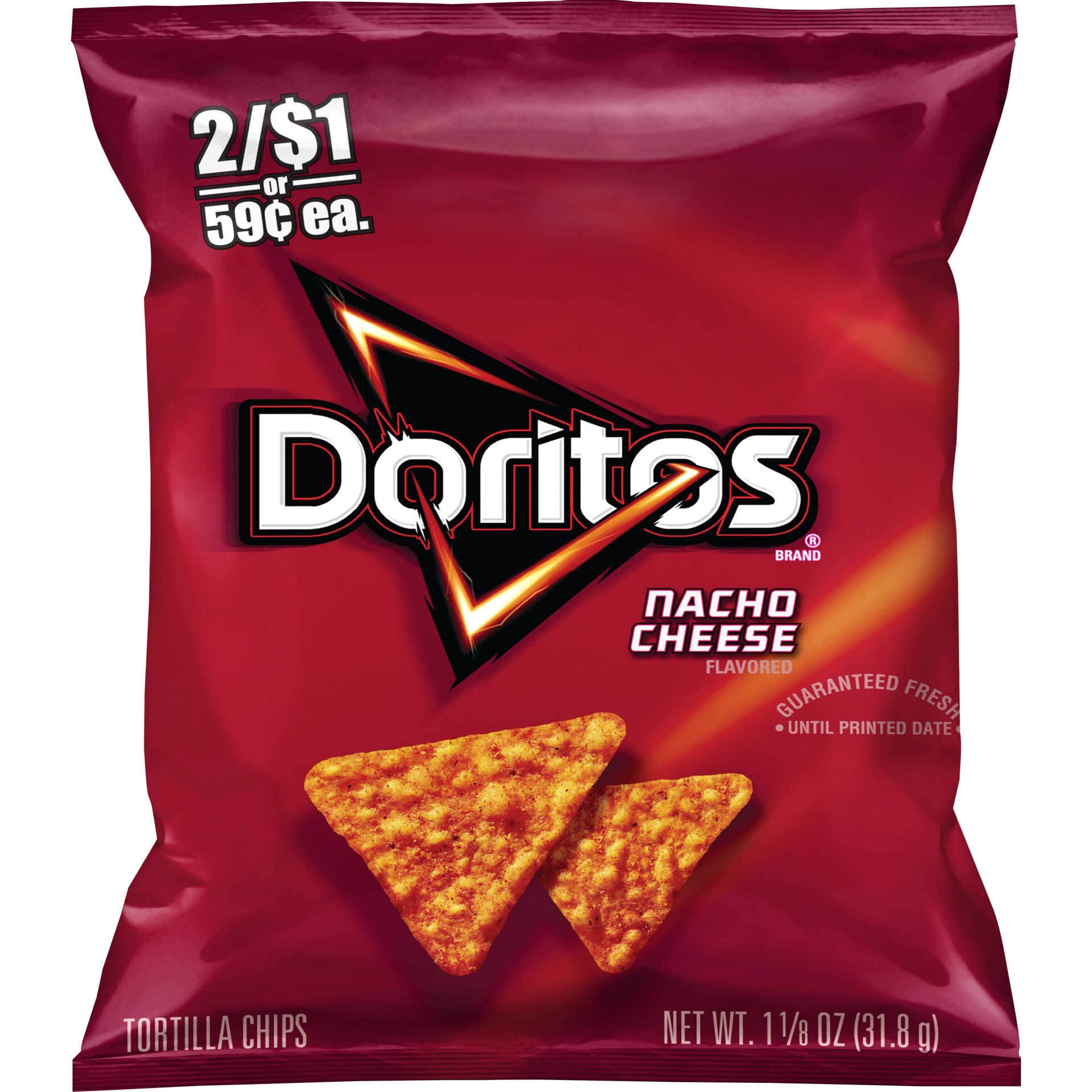 slide 1 of 5, Doritos Tortilla Chips Nacho Cheese 1 1/8 Oz, 1.12 oz