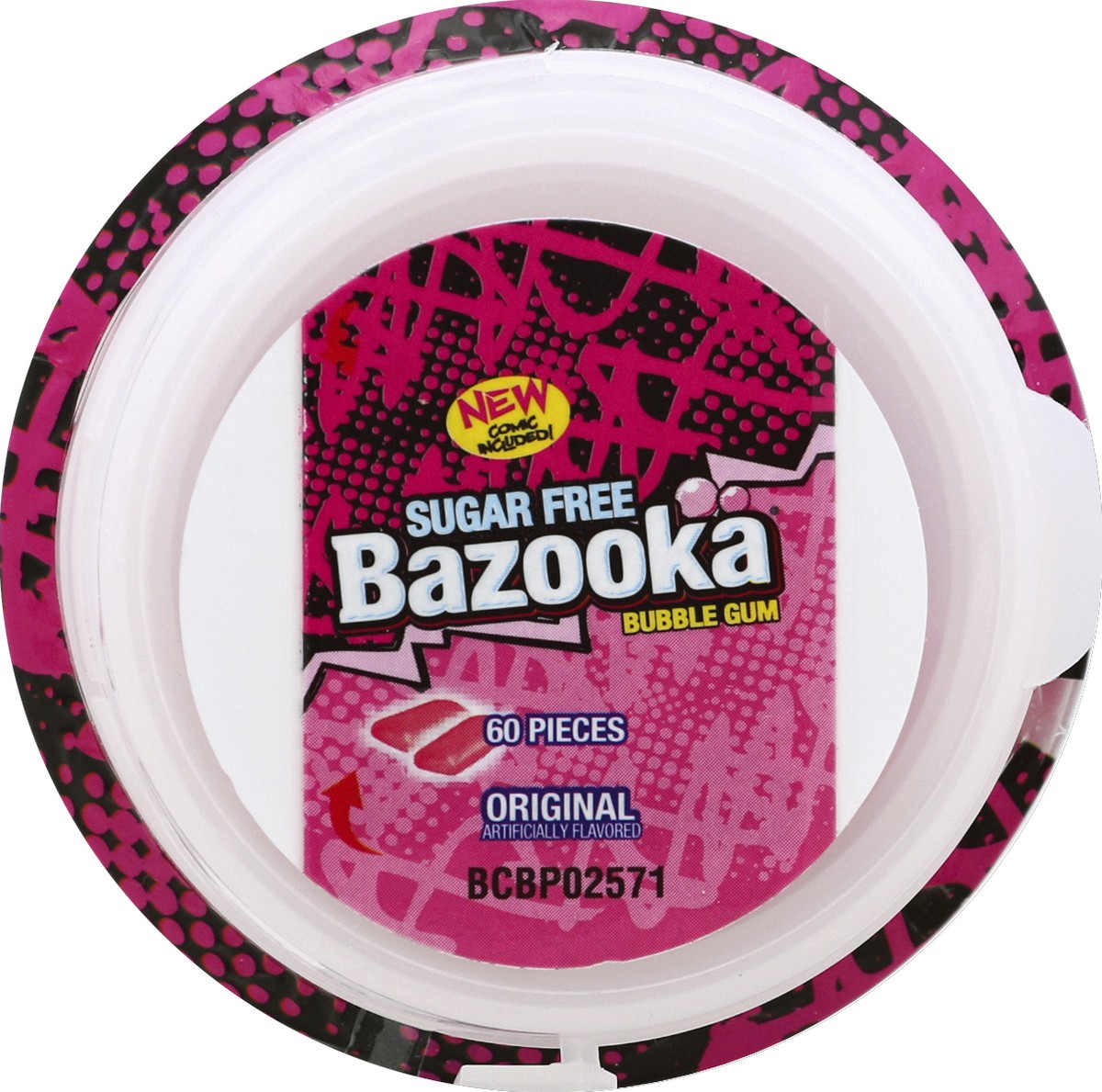 slide 6 of 6, Bazooka Bubble Gum, Sugar Free Original, 60Count To Go Cup, 60 ct