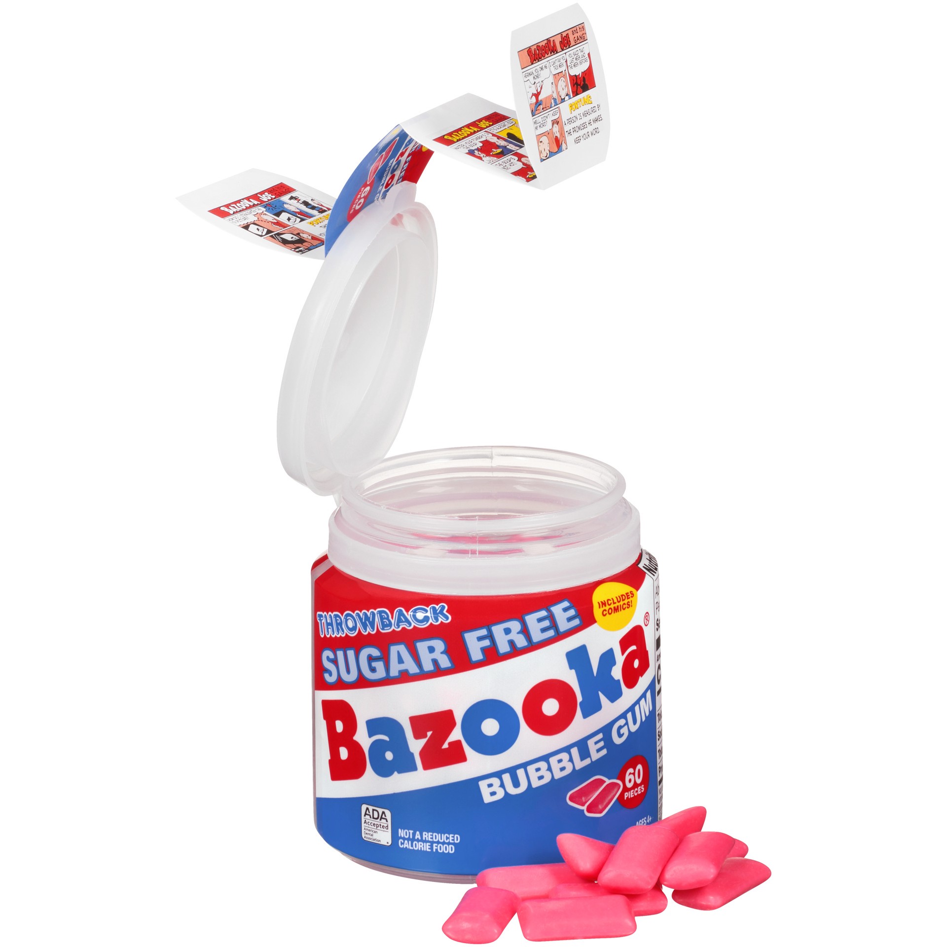 slide 1 of 6, Bazooka Bubble Gum, Sugar Free Original, 60Count To Go Cup, 60 ct