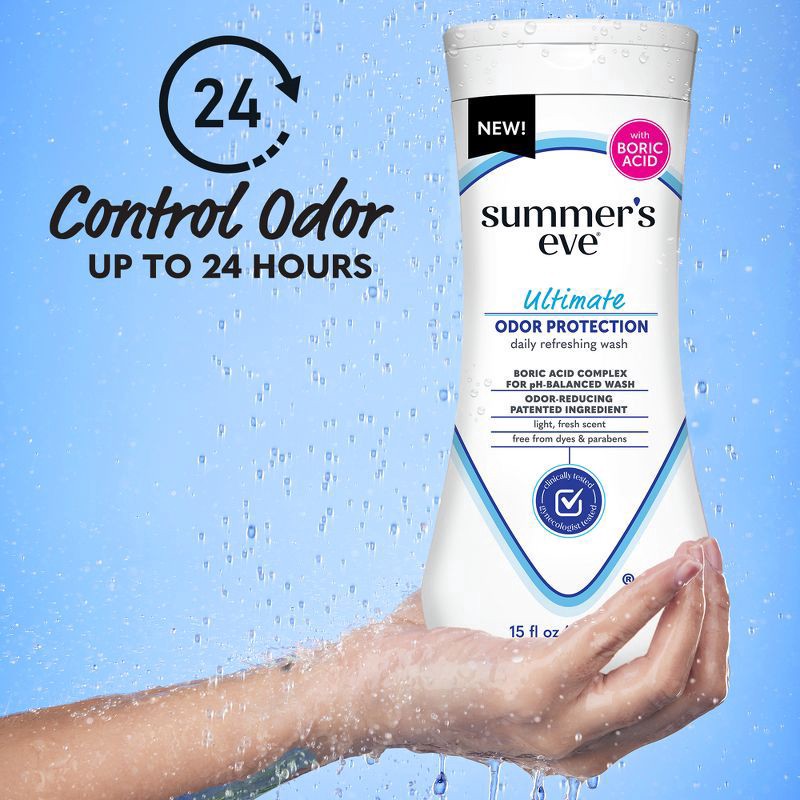 slide 7 of 8, Summer's Eve Summer''s Eve Ultimate Odor Protection Daily Feminine Wash, pH Balanced, 15 fl oz, 15 fl oz