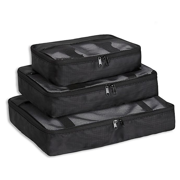 slide 1 of 5, Brookstone Pack-It Packing Cubes with Compression Fit - Black, 3 ct