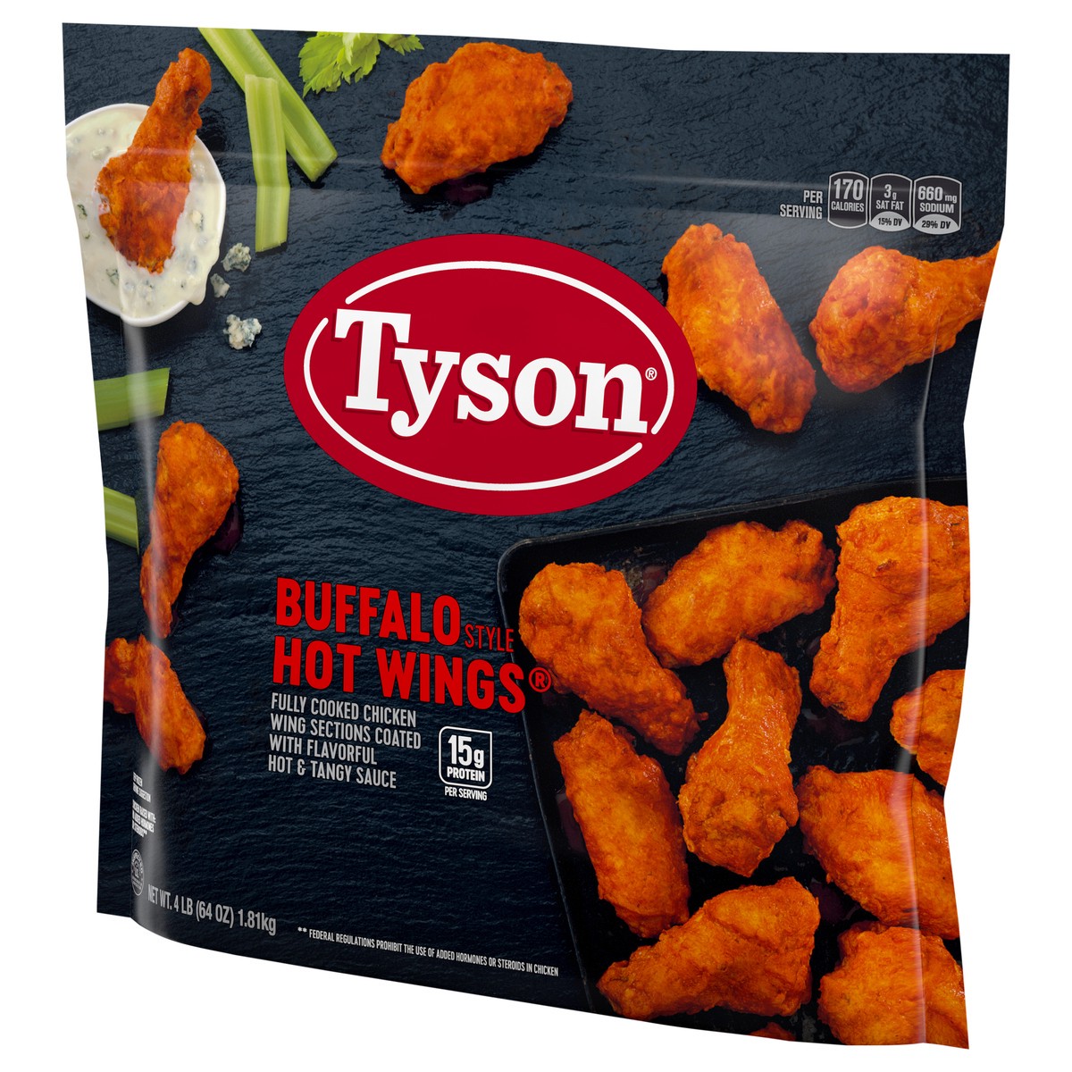 slide 10 of 12, Tyson Frozen Buffalo Style Hot Wings, 4 lb, 64 oz