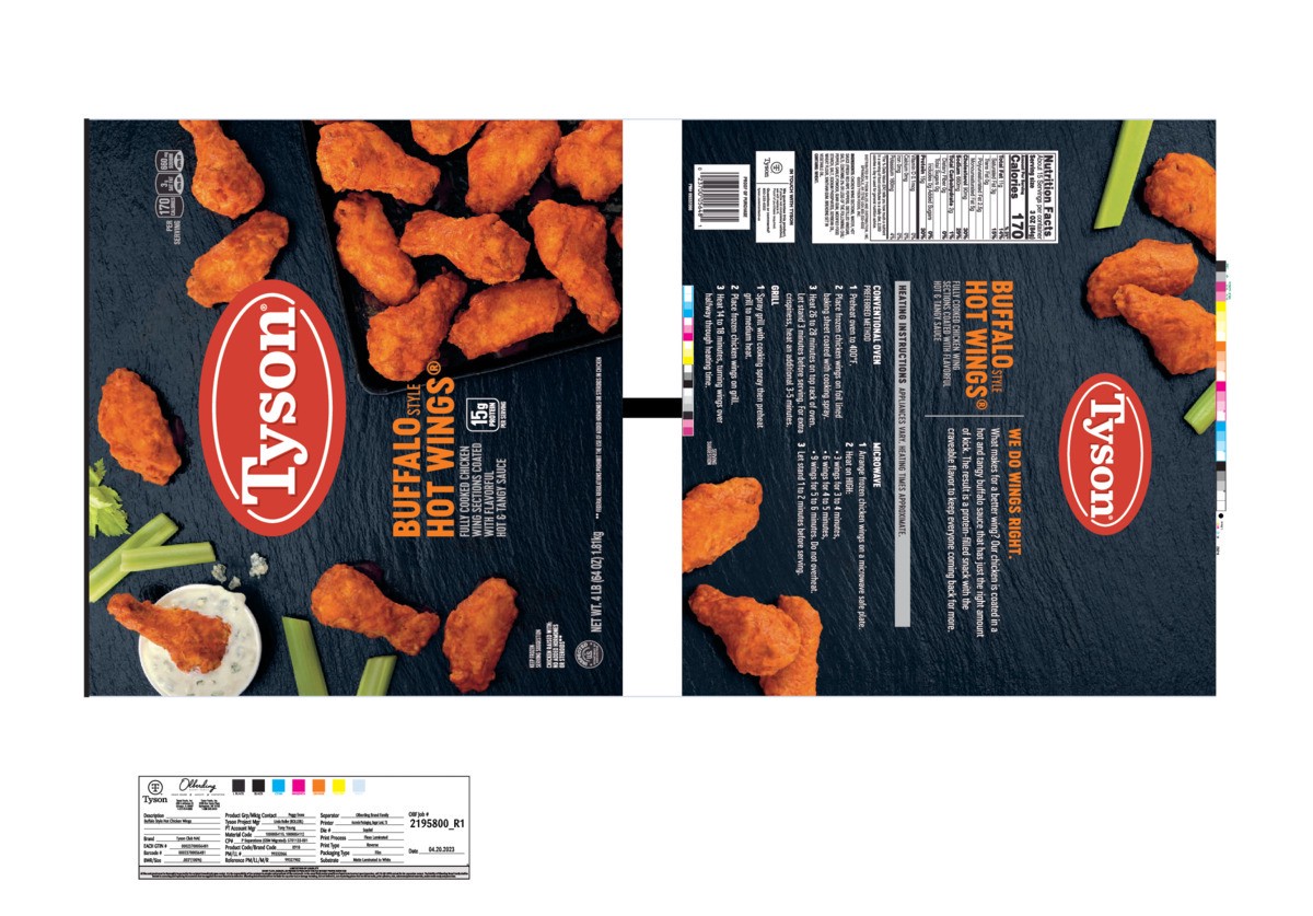 slide 5 of 12, Tyson Frozen Buffalo Style Hot Wings, 4 lb, 64 oz