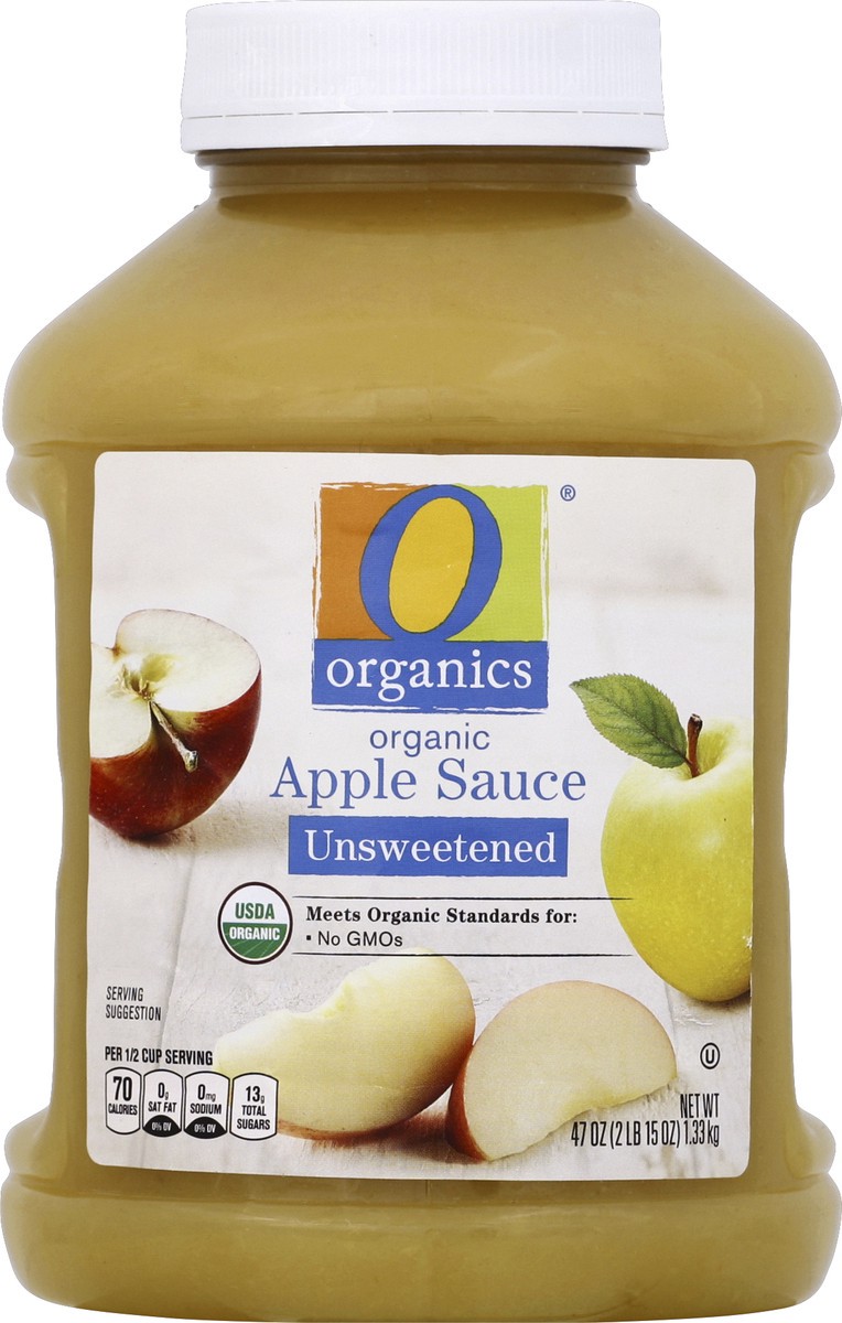 slide 2 of 3, O Organics Apple Sauce Unsweetened, 47 oz