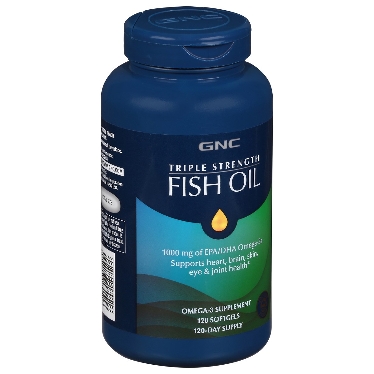 slide 3 of 9, GNC Triple Strength Fish Oil, 120 ct