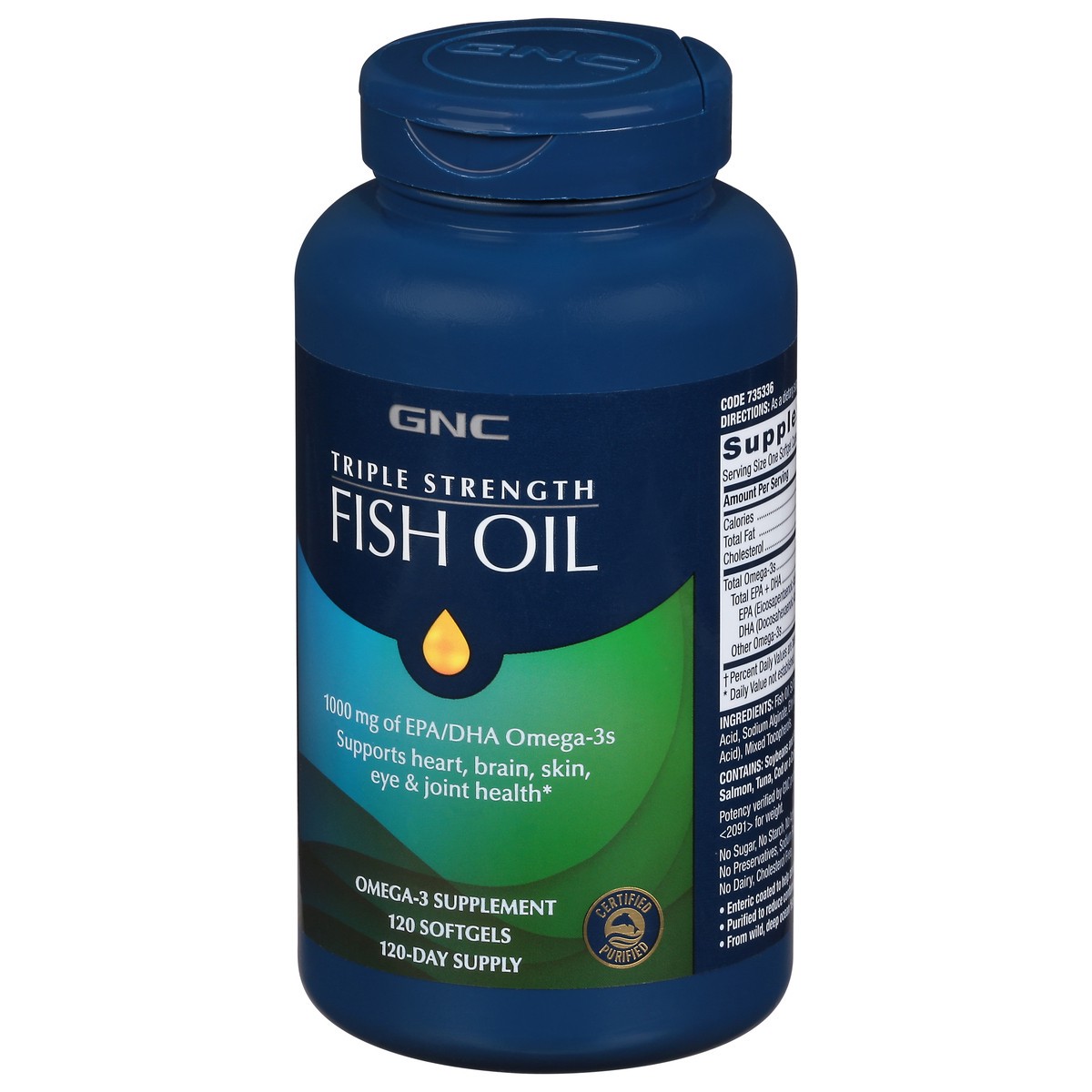 slide 2 of 9, GNC Triple Strength Fish Oil, 120 ct