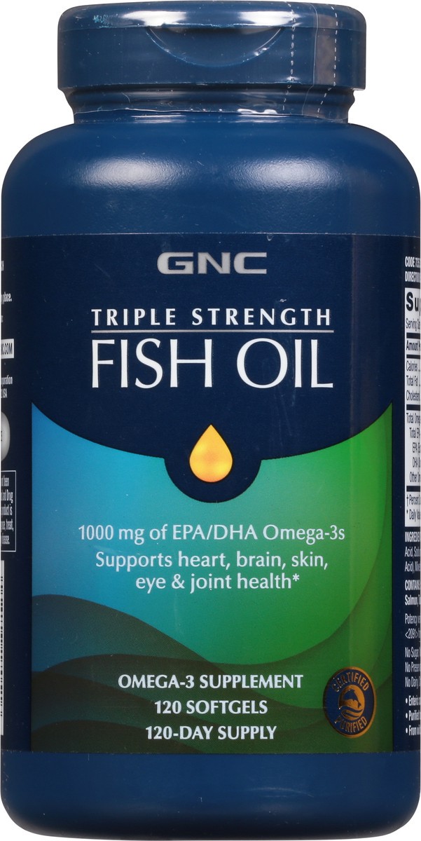 slide 6 of 9, GNC Triple Strength Fish Oil, 120 ct