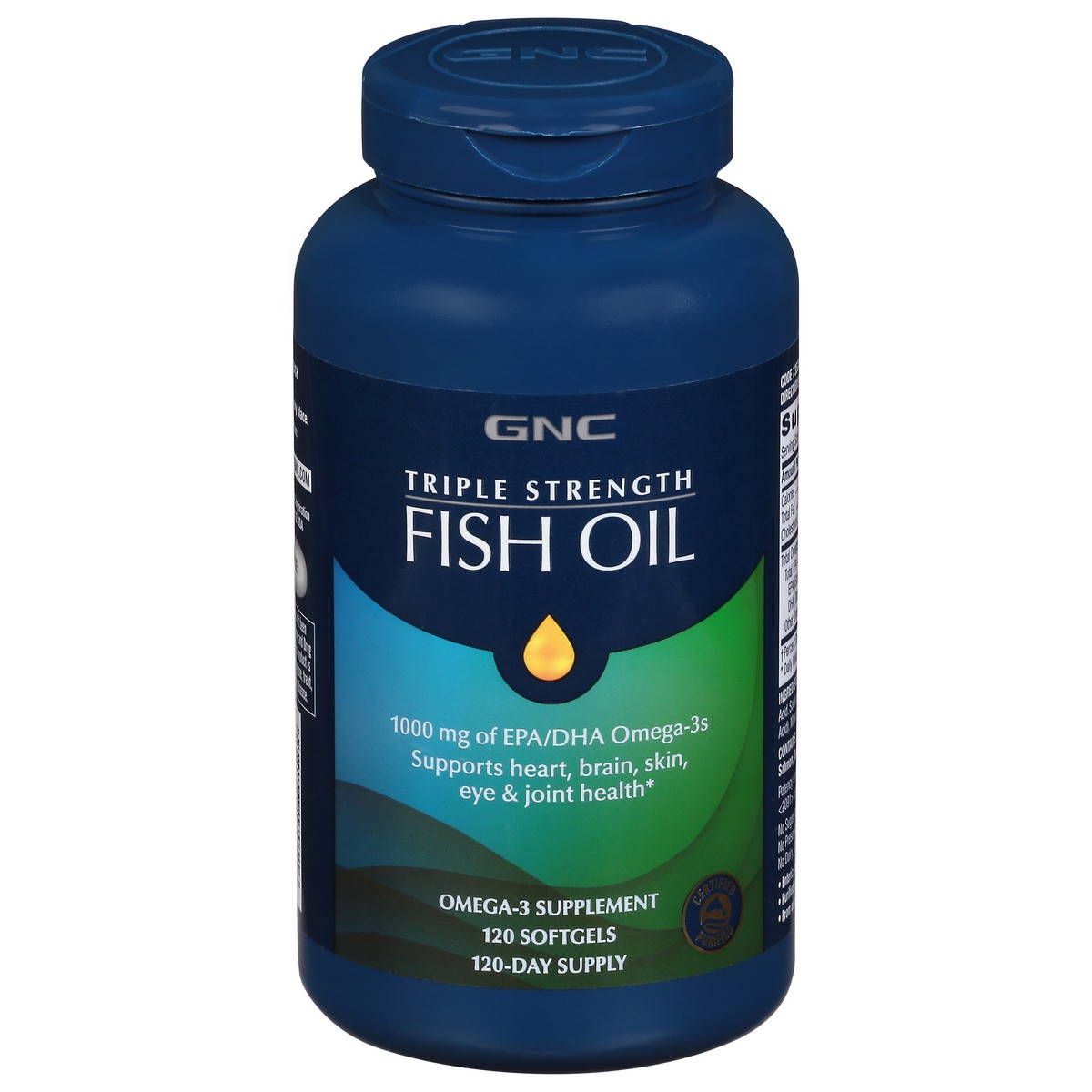 slide 1 of 9, GNC Triple Strength Fish Oil, 120 ct