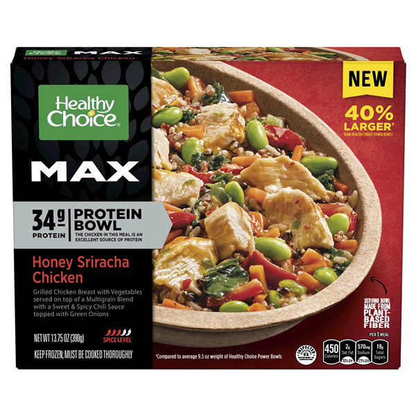 slide 1 of 1, Healthy Choice Max Honey Sriracha Chicken Frozen Protein Bowl, 13.75 oz