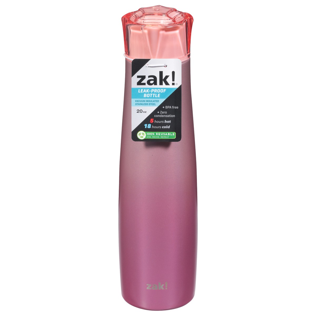 slide 1 of 1, Zak! Designs Jewel Stainless Steel Water Bottle - Pink, 1 ct