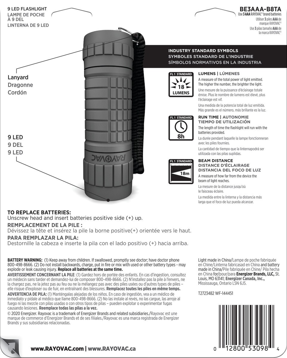 slide 5 of 6, Rayovac 9 LED Mini Flashlight, 3 AAA Batteries Included, 1 cnt