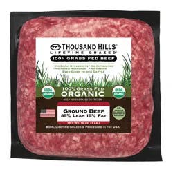 Thousand Hills Lifetime Grazed 100% Grass Fed Organic 85%/15% Ground Beef 16 oz