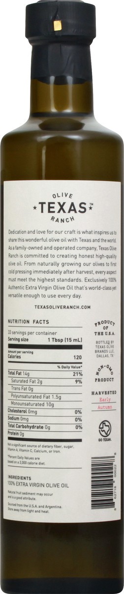 slide 7 of 13, Texas Olive Ranch Extra Virgin Olive Oil 16.9 oz, 16.9 fl oz