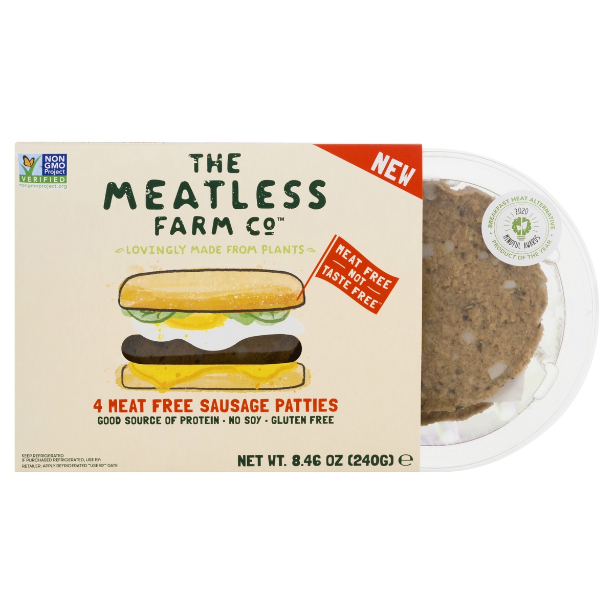 slide 1 of 1, Meatless Farm Sausage Patties, Meat Free, 4 ct