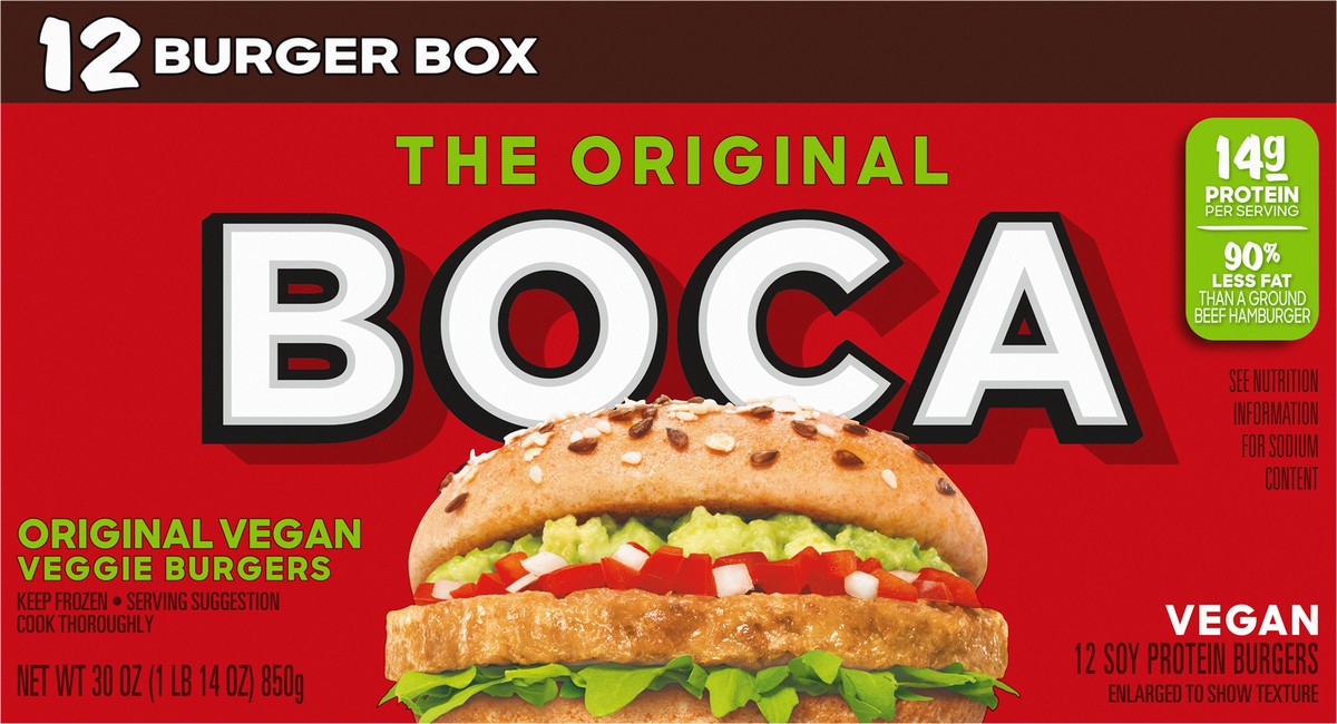 slide 4 of 13, BOCA Original Vegan Veggie Burgers, 12 ct Box, 12 ct