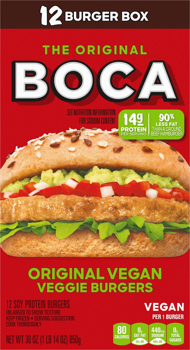 slide 10 of 13, BOCA Original Vegan Veggie Burgers, 12 ct Box, 12 ct