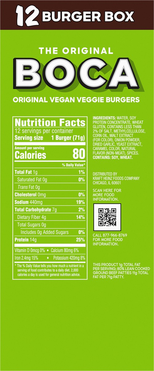 slide 7 of 13, BOCA Original Vegan Veggie Burgers, 12 ct Box, 12 ct