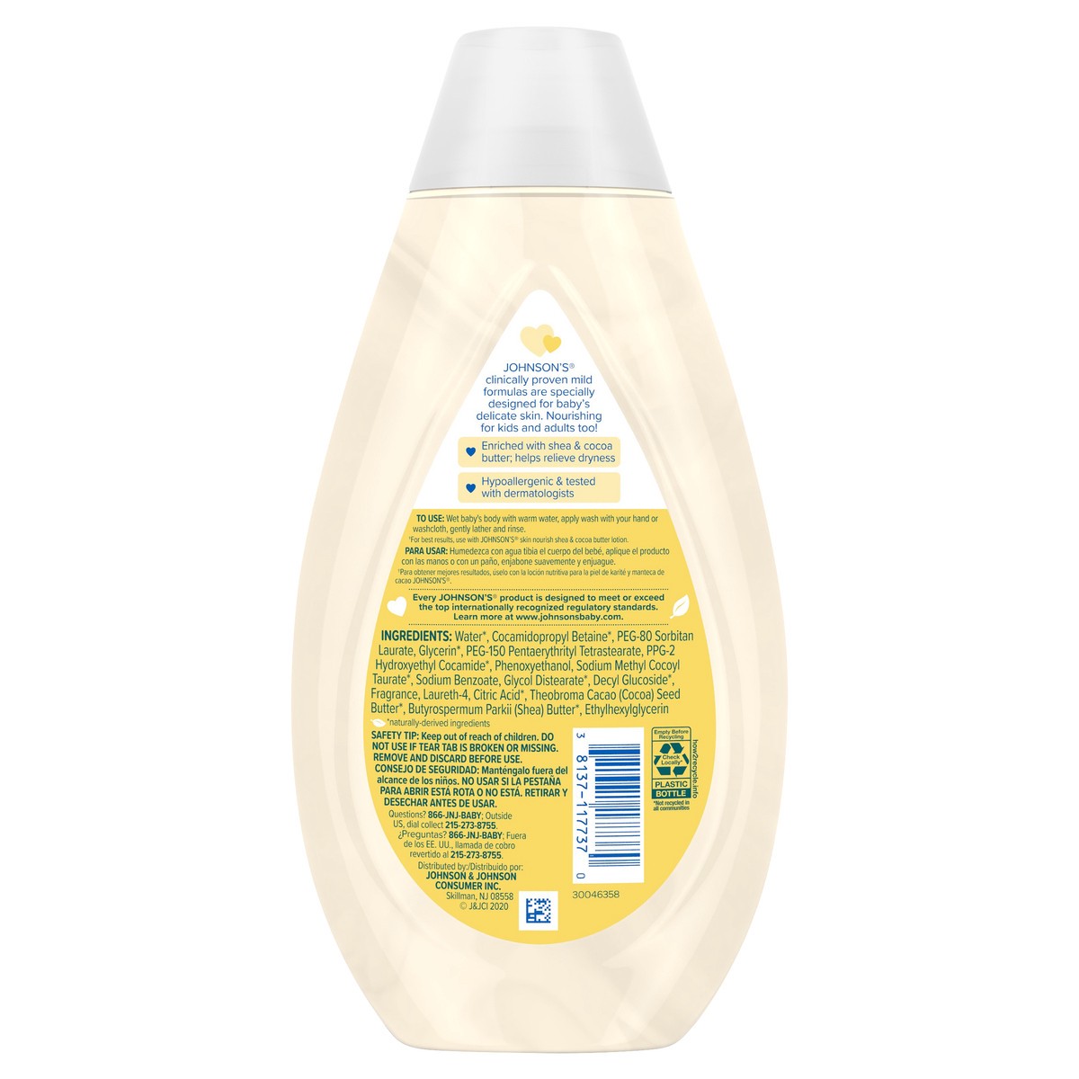 slide 3 of 6, Johnson's Skin Nourishing Baby Wash With Shea & Cocoa Butter, Hypoallergenic & Tear Free Baby Wash, 16.9 fl. oz, 16.9 fl oz