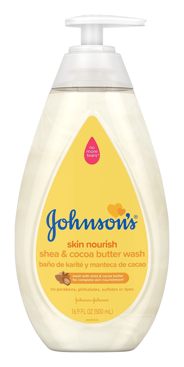 slide 1 of 6, Johnson's Skin Nourishing Baby Wash With Shea & Cocoa Butter, Hypoallergenic & Tear Free Baby Wash, 16.9 fl. oz, 16.9 fl oz