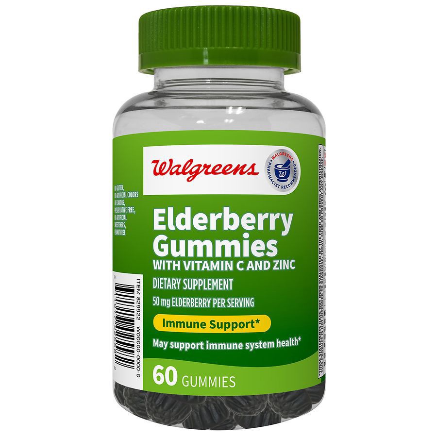 slide 1 of 5, Walgreens Elderberry Gummies with Vitamin C and Zinc, 60 ct