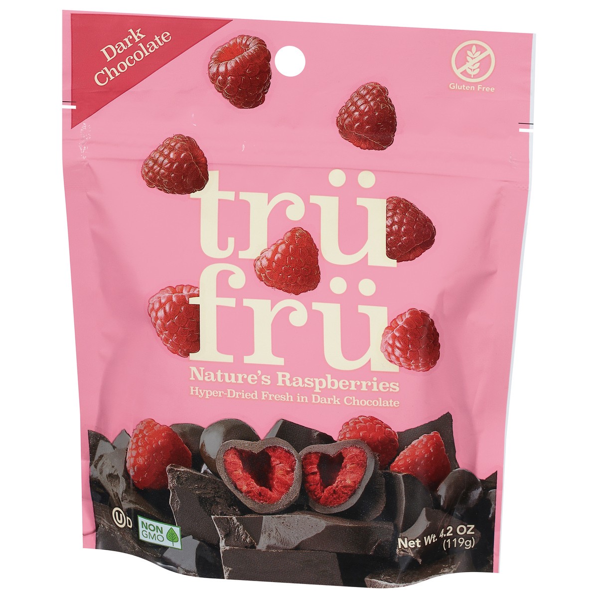 slide 3 of 9, Tru Fru Dark Chocolate Nature's Raspberries 4.2 oz, 4.2 oz