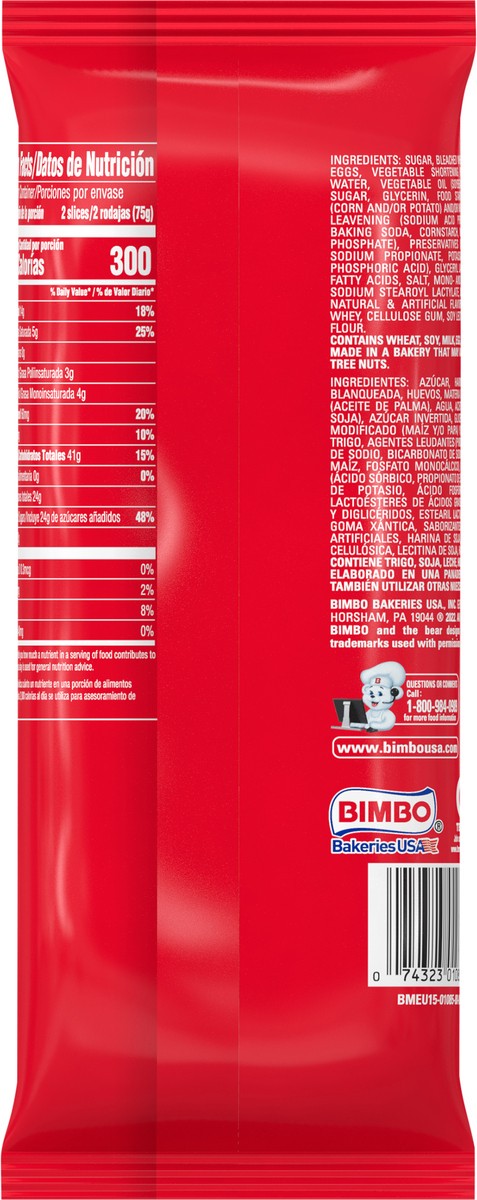 slide 10 of 11, Bimbo Panque Casero Sliced 10.58 Oz, 10.58 oz
