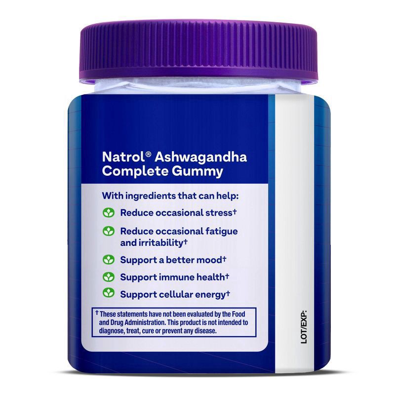 slide 4 of 4, Natrol Ashwagandha Complete, 3-in-1 Daily Stress Support Gummies, Stress and Mood Support Supplement, 30 Strawberry Zen-Flavored Ashwagandha Gummies, 15 Day Supply, 30 ct