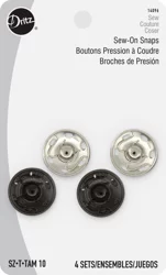 Dritz Sew On Snaps Size 10 - 4 Sets