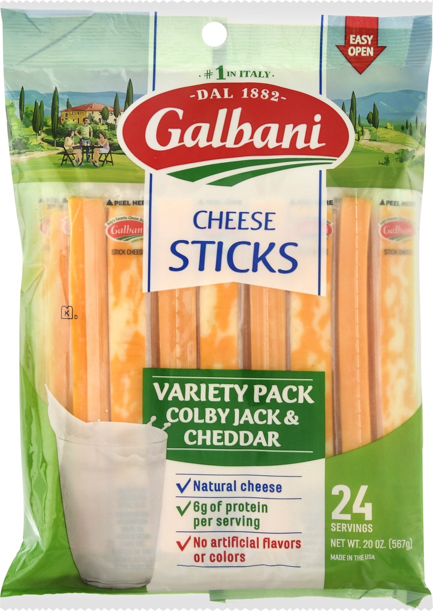 slide 1 of 9, Galbani Variety Pack Colby Jack & Cheddar Cheese Sticks 24 ea, 24 ct