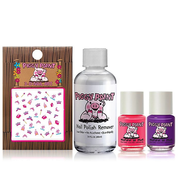 slide 2 of 2, Piggy Paint Pretty Princess Nail Polish Set with Remover and Princess Nail Art, 4 ct