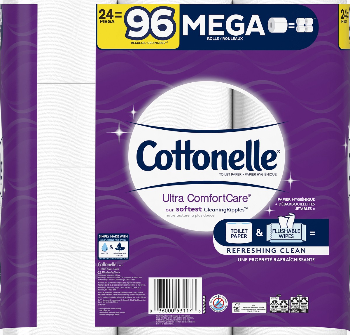 slide 10 of 10, Cottonelle Ultra ComfortCare Mega Rolls 2-Ply Toilet Paper 24 Rolls, 24 ct