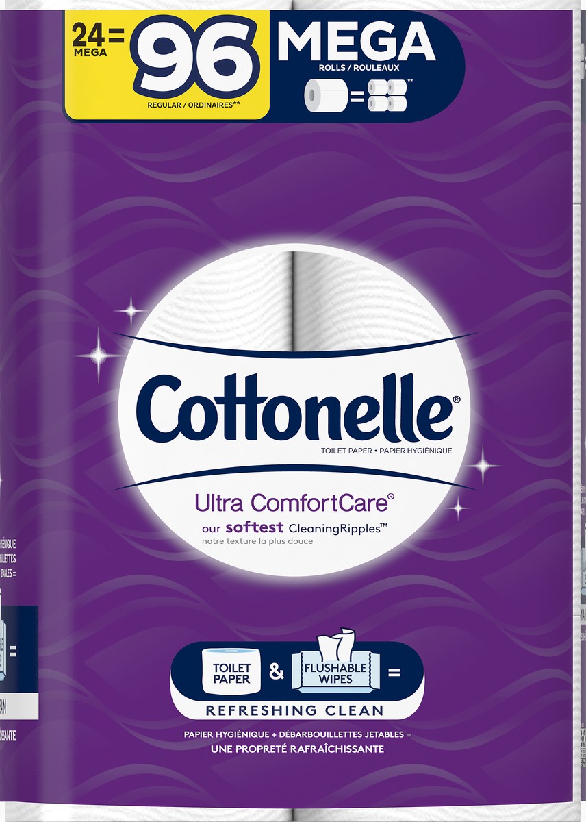 slide 3 of 10, Cottonelle Ultra ComfortCare Mega Rolls 2-Ply Toilet Paper 24 Rolls, 24 ct