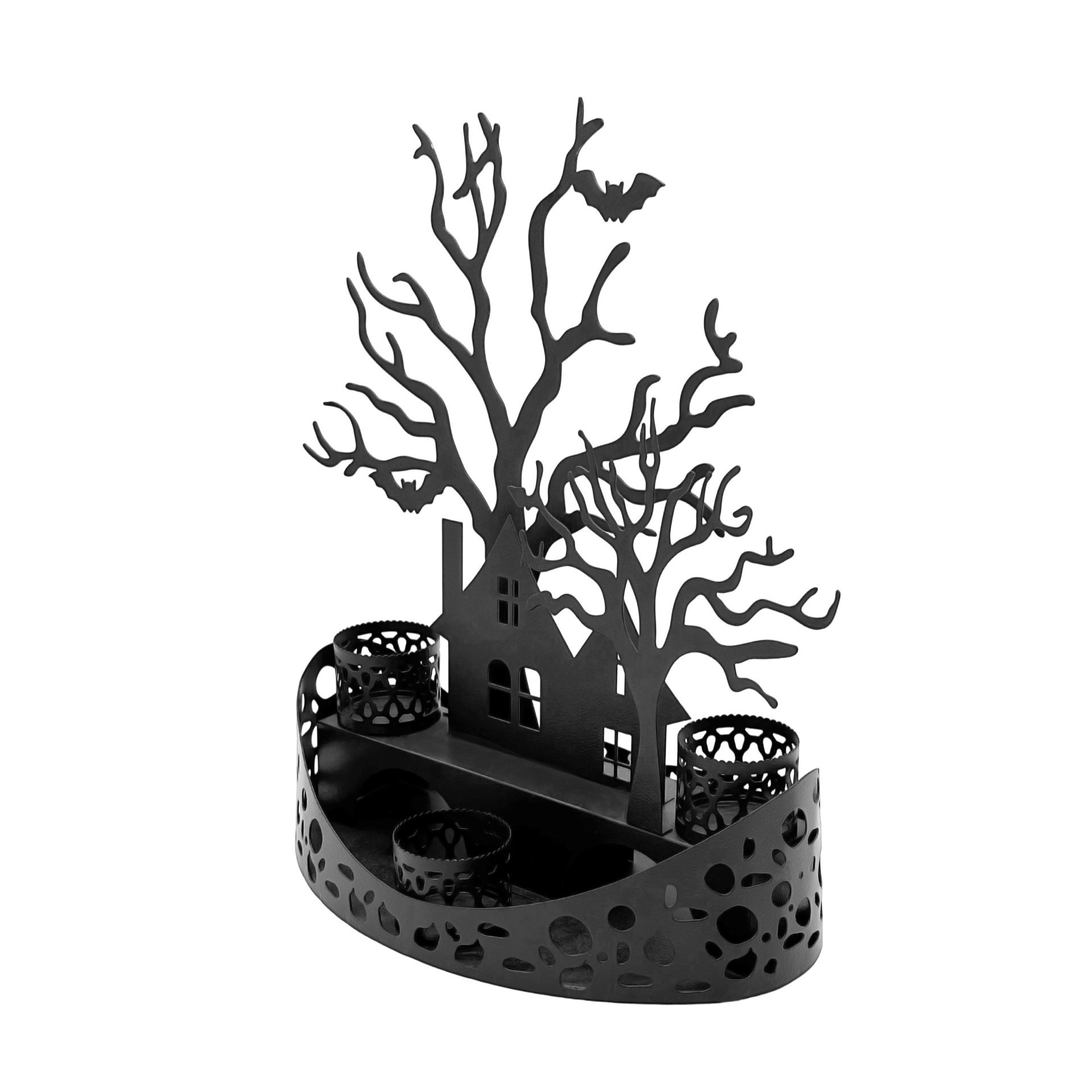 slide 2 of 2, Black Haunted House Tealight Candle Holder By Ashland, 11.4 in x 5.9 in x 11.4 in