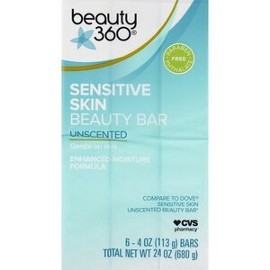 slide 1 of 1, Beauty 360 Sensitive Skin Beauty Bar, 6Ct, 4 oz