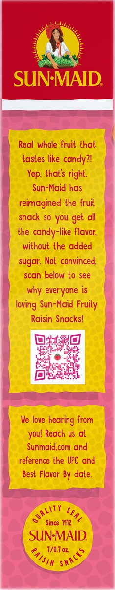 slide 7 of 8, Sun-Maid Fruity Raisin Snacks Sour Strawberry 7-Count Box/.7oz Pouches, 4.9 oz