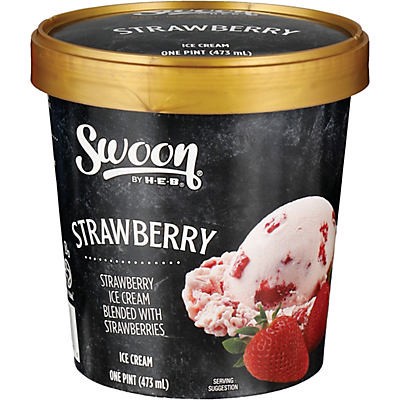 slide 1 of 1, Swoon by H-E-B Pure Strawberry Ice Cream, 1 pint