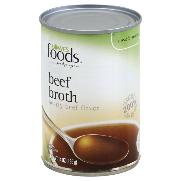 slide 1 of 1, Lowes Foods Beef Broth, 14 oz