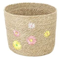 HD Designs Large Seagrass Basket With Flowers