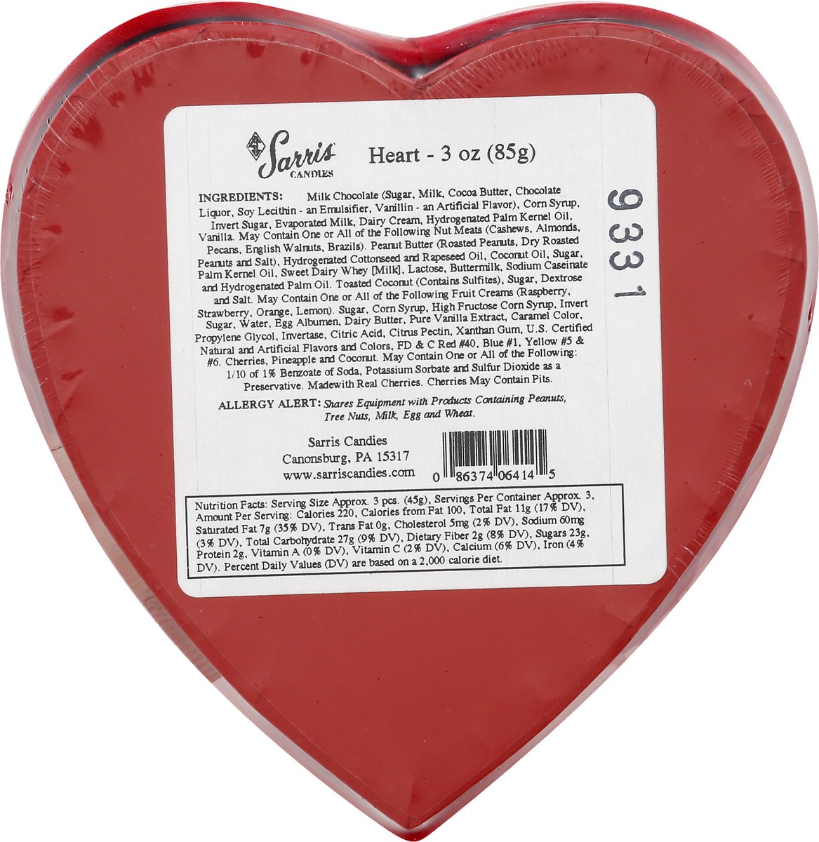 slide 3 of 7, Sarris Candies Heart 3 oz, 3 oz