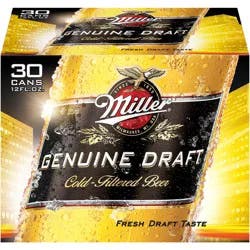 Miller Genuine Draft, 30 pk, 16 oz cans, 4.6% ABV