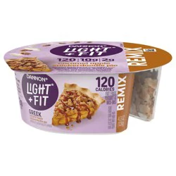 Dannon Light + Fit REMIX Caramel Apple Pie Flavored Fat Free Greek Yogurt with Snickerdoodle Pieces, White Fudge Chunks and Cinnamon Sprinkles Mix-Ins, 4.5 oz Yogurt Cup